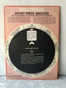 Vintage Rogersol Offset Printing Press Analyzer Ink Plate Volvelle Wheel Chart