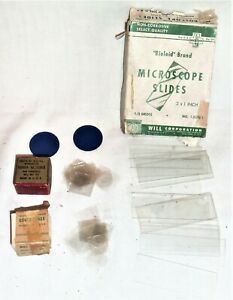 Vintage Bioloid Brand Microscope Slides # X 1 Inch only 12 in box