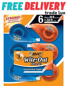 BIC Wite-Out Brand EZ Correct Correction Tape, White, 6 Count