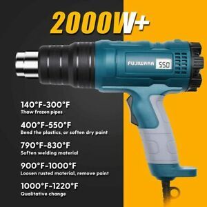 Heat Gun Kit 2000W Variable Temperature with Digital Display,5 Nozzles,Hot Air G