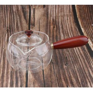 300ml Glass Small Teapot With Wooden Handle Heat Resistant Water Coffee Pot
