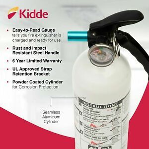 Fire Extinguisher Home Car Office Safety Kidde 5-B:C 3-lb Disposable Marine