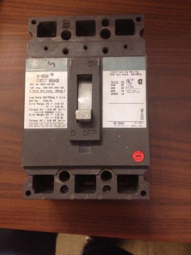 Used - ge thed136125 3 pole 125amp breaker for sale