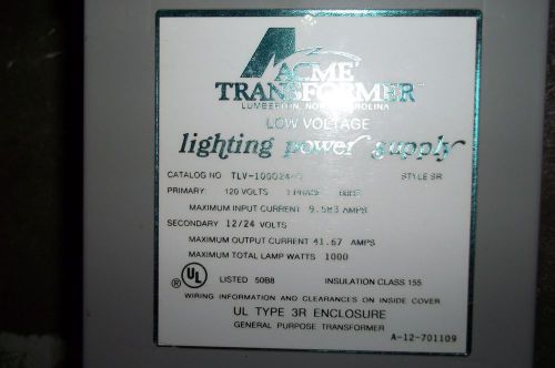 ACME 1PH LOW VOLTAGE TRANSFORMER 3R CAT# TLV-100024-S