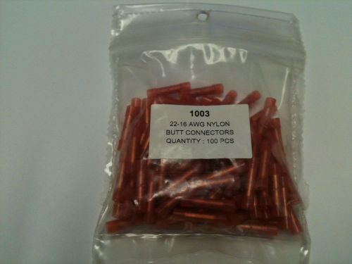 22-16AWG Red Nylon Butt Connectors Qty: 100