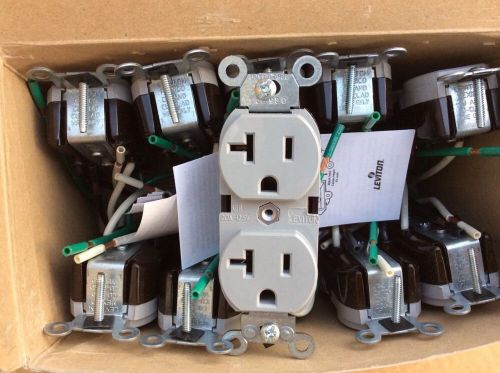 Lot of 10 leviton 5362-lgy, 2 pole, 3 wire duplex receptacles w/ pig tail leads for sale