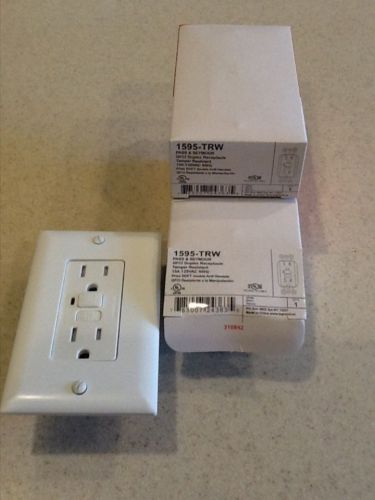 2 NEW PASS &amp; SEYMOUR 1595-TRW 15AMP TAMPER GFI WHITE OUTLETS