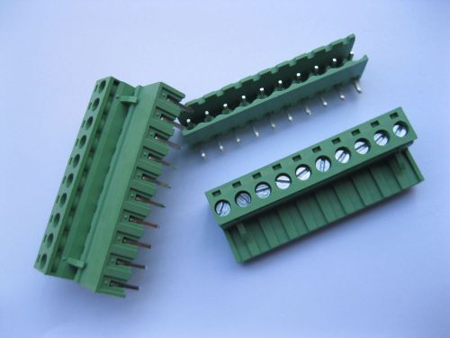120 pcs 5.08mm angle 10 pin screw terminal block connector pluggable type green for sale