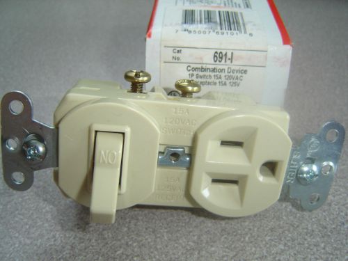 PASS &amp; SEYMOUR LEGRAND 691-I COMBINATION DEVICE 1P SWITCH 15A 120V &amp; RECEPTACLE