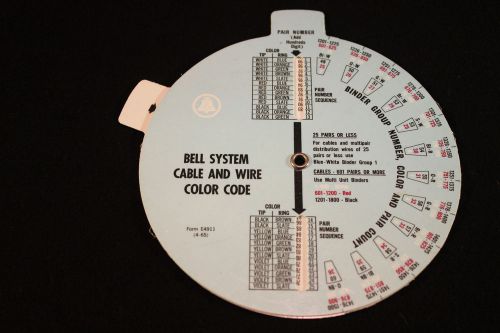 Bell System Cable And Wire Color Code Calculator.Telephone.