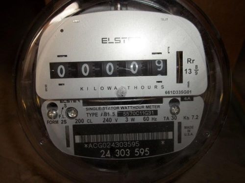 Electric meter - elster - ab1, fm2s, cl200, 240vac, w/cyclometer register for sale