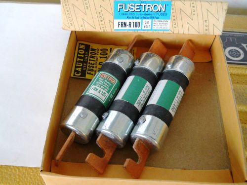 Buss fusetron frn-r 100 dual element fuses lot of 3 for sale