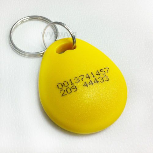 5pcs 18digit EM4100 125KHz RFID ID Induction Proximity Tag Token Keyfob Yellow