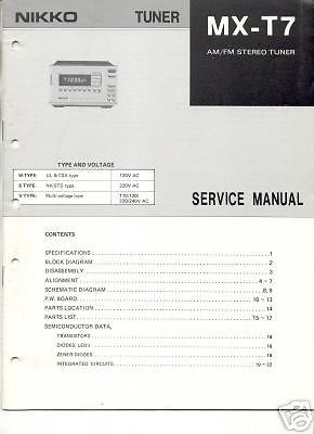 NIKKO MX-T7 MXT7 SERVICE MANUAL Original OEM manual