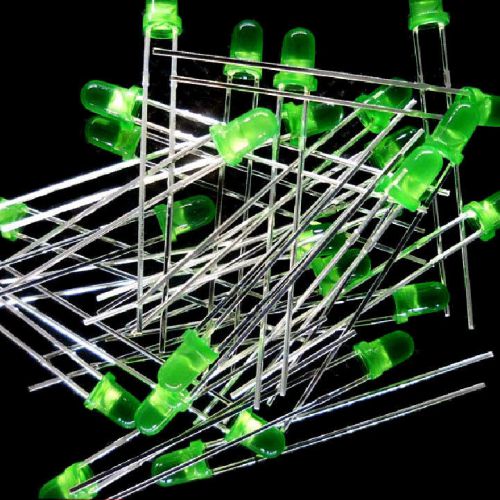 100pcs 3mm green hair green light-emitting diode green led super bright for sale