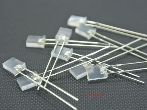 100pcs Emitted Yellow LED 2x5x7mm Rectangular White Diffused Lens Free Resistor