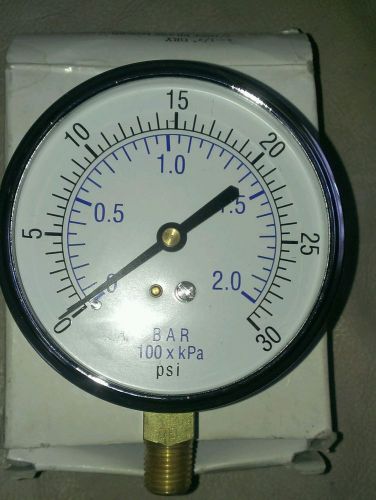 Pressure gauge 30 psi~1/4 npt brass lower for sale