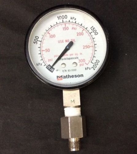 Matheson psi pressure gauge kpa kilopascals 63-3332 stainless steel nipple for sale