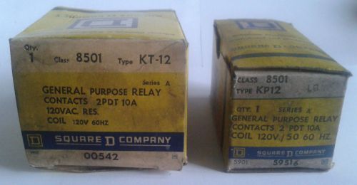 Set of 2 square d 8501 kp 12 kt-12 series a general purpose relay 2pdt 10a  kt12 for sale