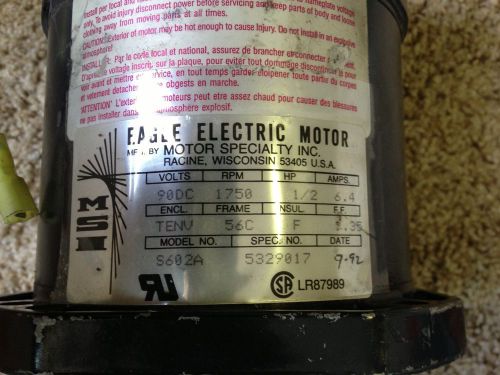 Motor Special Inc. Permanent Magnet DC Motor 1/2HP 2500RPM BIKE/PUMP Made in USA