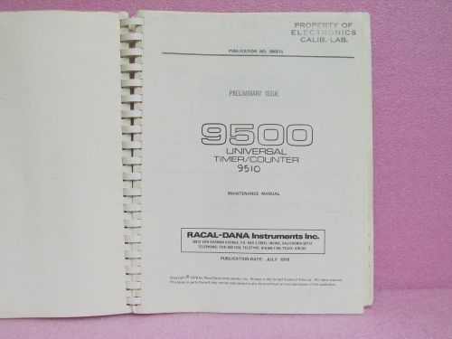 Racal-Dana Manual 9500 Series (9510, 9514) Timer/Counter Prelim. Maint. Man./Sch