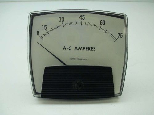 General electric ge 50-171141lspb ac amperes ammeter 0-75 meter d394820 for sale