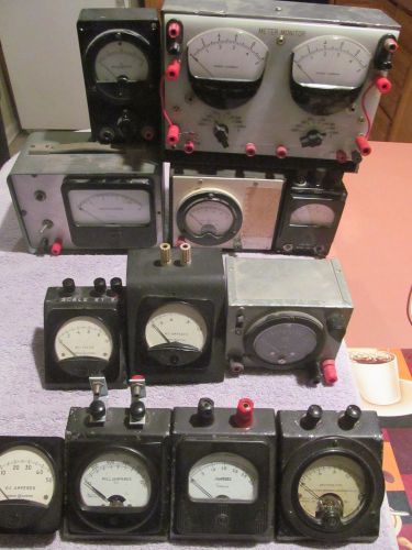 MIXED LOT OF 14 VINTAGE TEST METERS WESTON/GE/SIMPSON/HONEY WELL/Q.V.S/
