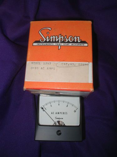 NIB Simpson Model # 1257 0-10 AMPS AC CAT# 02590, Panel Meter