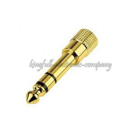 2x New Gold 6.35mm Stereo Male Plug To 3.5mm Female Jack Adapter Better S5