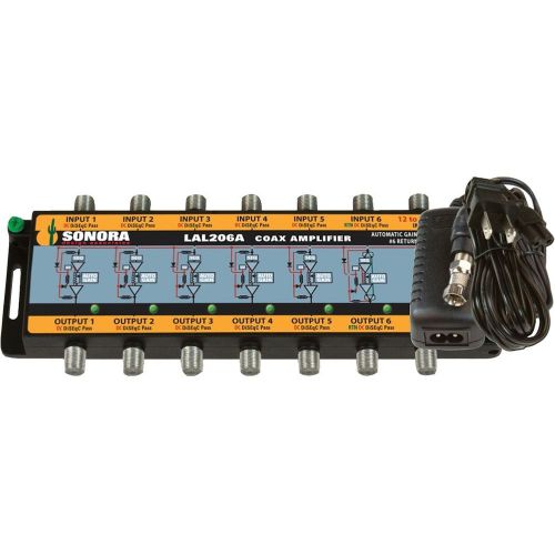 Sonora [6] Coax Amplifier, Automatic Gain,54 To 2400 Mhz,signal Level (lal206at)
