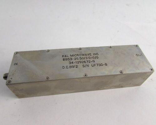 K&amp;l microwave sma bandpass filter, 8 section, 25.50 mhz center freq, 3 mhz for sale
