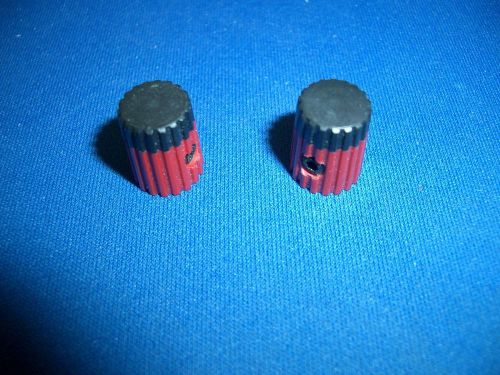 Pair of tektronix tek knobs, black/red, 3/8&#034; diameter, 1/16&#034; shaft for sale