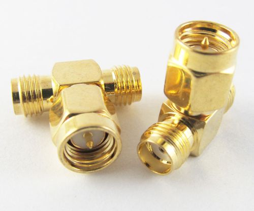 6 pcs sma rf male to dual female coaxial connector t type new for sale