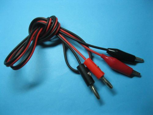 4 pcs alligator clip to banana plug test lead cable red &amp; black 100cm for sale