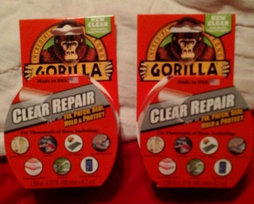 2 Gorilla Glue Clear Repair Tape 1.88&#034; X 27ft All Purpose