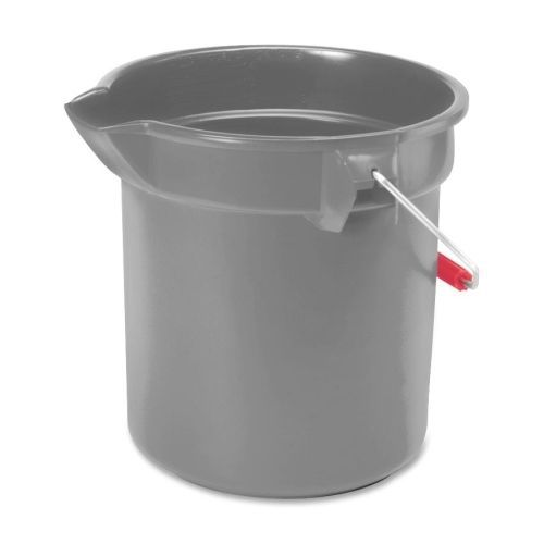 Rubbermaid Brute Round Utility Bucket - 2.50 gal - Plastic - 10.3&#034;10.5&#034; - Gray