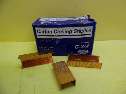 6000 carton closing staples c-3/4 18mm chisel point copper 17 gauge 1-1/4&#034; wide for sale