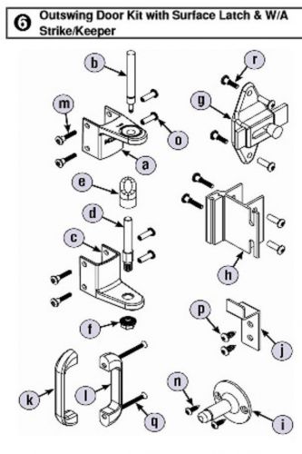 BRADLEY HDWT-ZD2-SLWS OUTSWING DOOR KIT FOR RESTROOM PARTITION STAINLESS STEEL