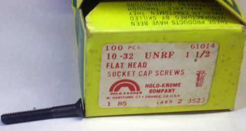10-32 unrf 1 1/2&#034; flat head socket cap screws holo-krome lot of 50 #8154 for sale