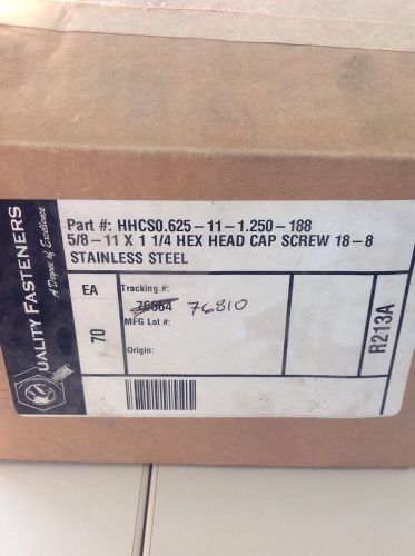 Hex head cap screw 5/8-11 x 1 1/4 stainless steel 18-8 box of 70 for sale