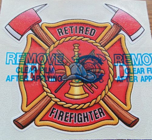 Retired Firefighter graphic, 3 1/4&#034; high x 3 3/4&#034; wide