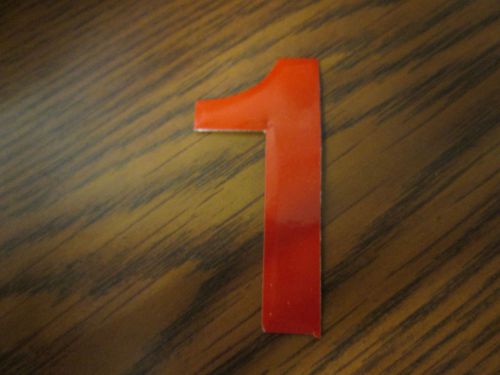 1 (One), Adhesive Fire Helmet Numbers, Red/Orange, Lot of 21, NEW