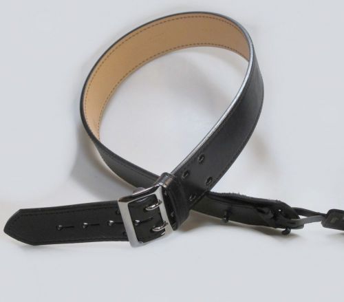 B59 size 34&#034; chromed buckle g&amp;g black leather sam browne 2.25&#034; police duty belt for sale