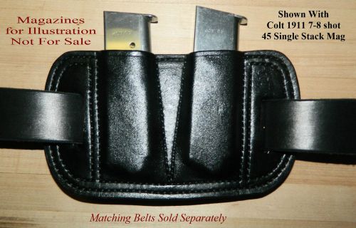 Double mag pouch  45acp single stack magazine  1911s * sig p220 heavy leather for sale