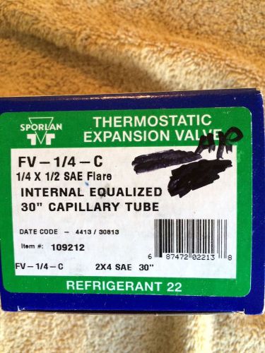 Sporlan TXV FV-1/4-C  1/4&#034; x 1/2&#034; SAE Flare w/ Internal Equalizer  Refrigeration