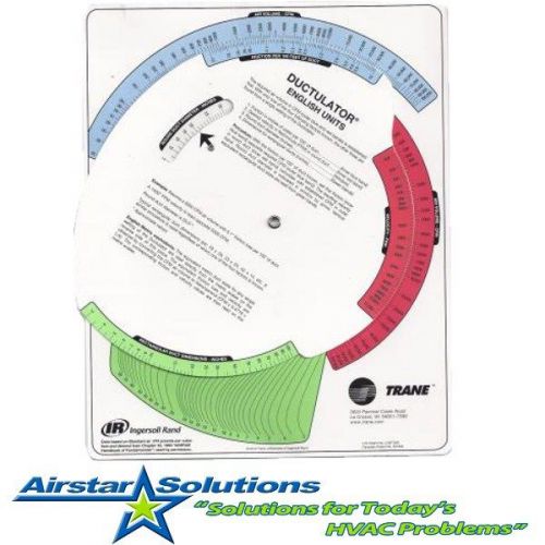 Trane ductulator duct sizing tool / slide chart graph * new with sleeve * for sale