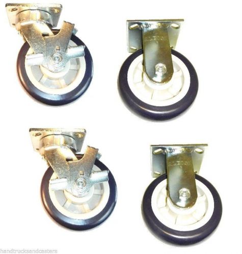 4 heavy duty polyurethane casters with 6&#034; x 2&#034; wheels (2 with brakes 2 rigid) for sale