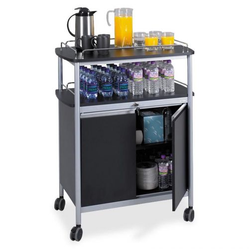 Safco SAF8964BL Locking Cabinet Mobile Beverage Stand