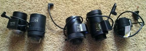 Lot of 5 CCTV Lenses (w/ Auto Iris). Most 3.5mm-50mm adjustable. USED Lens
