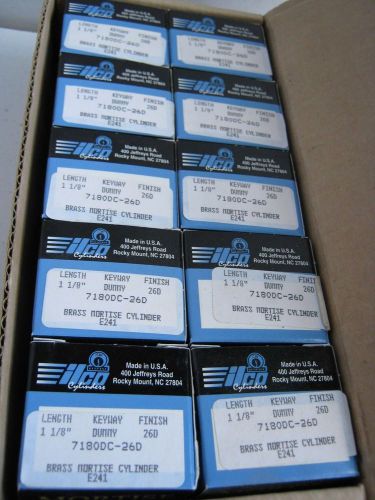 TEN(10) Ilco 7180DC-26d Brass Mortise Cylinders Dummy LENGTH 1 1/8&#034; NEW In Box!